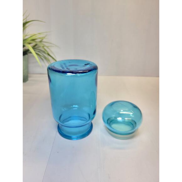 Vintage Belgium Blue Glass Bubble Top Apothecary Jar - Picture 4 of 4